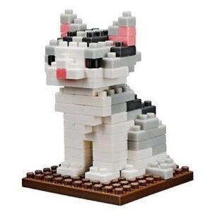 Daiso Petit Block American Shorthair Grey/White Cat